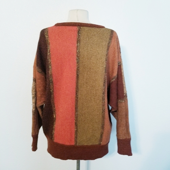 Vintage 80's retro hippie boho bird leaf sweater L - Picture 5 of 7